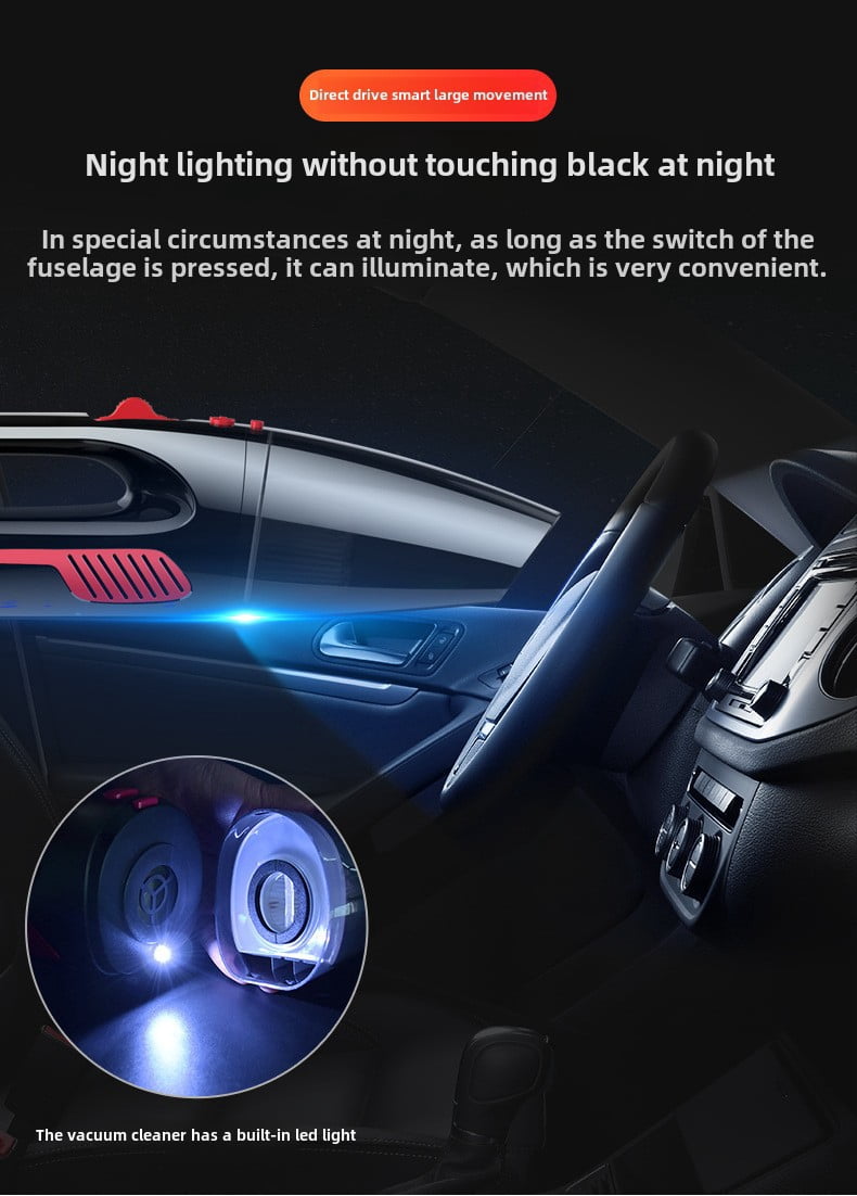 Car Vacuum Cleaner – High-Power Handheld Mini Vac with 12V Vehicle Power, Multi-Function Portable Auto Interior Cleaner