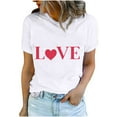 thumbnail image 2 of BLTIBY Valentine's Day Sweatshirts for Women Spring Summer Short Sleeve Crewneck Funny Love Heart Graphic Valentines Shirts Valentines Fashion Casual Pullover Tops White L, 2 of 5