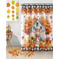 thumbnail image 2 of Fall Shower Curtain Sunflower Pumpkin Bathroom Curtains with Hooks, Waterproof Fabric Maple Leaf Black Plaid Thanksgiving Bath Shower Curtains Set for Bathroom Bathtubs Decor 72x72 Inch, 2 of 7