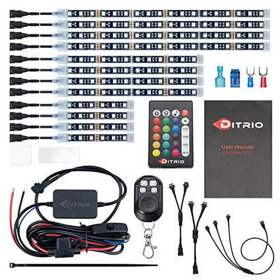 DITRIO, Underglow RGB LED Strip Motorcycle Lighting Kit 12 Piece