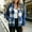 Blue, variant on Hooded Sherpa Fleece Jackets for Women Winter Plaid Full-Zip Outerwear Jackets Long Sleeve with Pockets Warm Coats