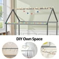 thumbnail image 7 of Twin Size Floor Bed, House Floor Wood Bed with Roof Frame for Kids Toddlers Teens, Montessori Bed Frame with Fence-Shaped Guardrail, without Slats, Gray, 7 of 7