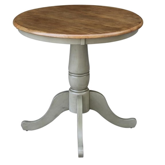 30" Round Top Pedestal Table - Dining Height - Distressed Hickory/Stone