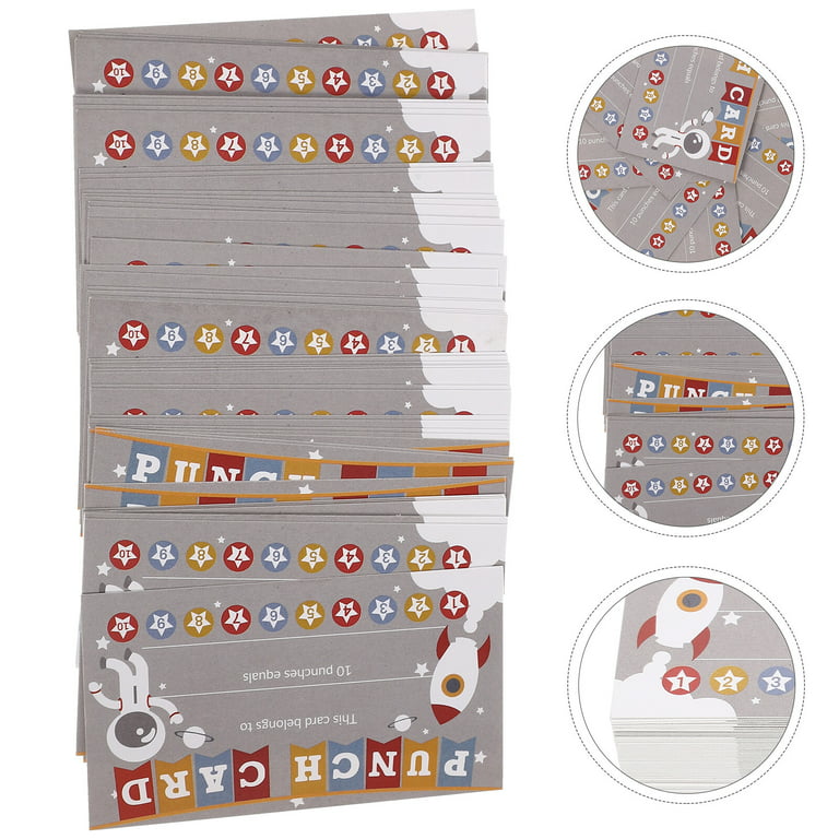 100Pcs Cartoon Punch Cards Incentive Reward Cards Punch Cards for Classroom  Business 