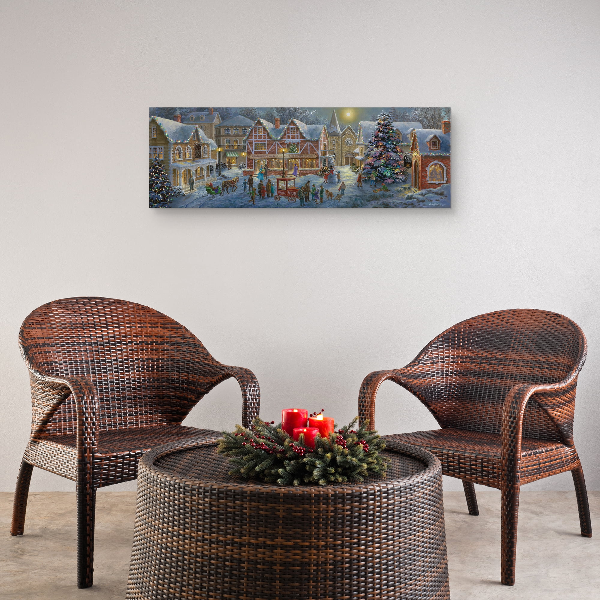 Christmas Village Panoramic By Nicky Boehme Canvas Art Print