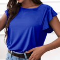 thumbnail image 4 of QASIEATN Trendy Essentials Clothing for Women: Delicate Casual Sleeve T Shirt Neck Loose Fit Solid Color Summer Top Fall Fashion Outfits for Women, 4 of 4