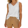 thumbnail image 5 of SHTXOZHI Womens Linen Tank Tops Wide Strap V Neck Loose Tanks Summer Beach Vacation Sleeveless Tops with Pocket, 5 of 9