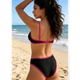 thumbnail image 3 of Cadmus 2 Piece Colorblock Push Up Bikini Set V Neck Bikini Tops & Cheeky Basic Bathing Swimsuit Swim Briefs, 3 of 5