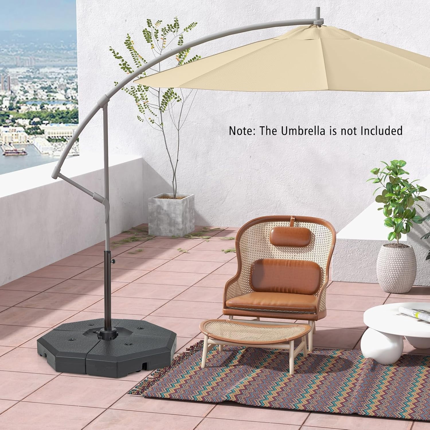 Neatifyes 4 Piece 350 lbs Patio Umbrella Base, Octagon Shaped Water & Sand Filled Outdoor Weighted Umbrella Base Plate, 41" x 41" Umbrella Stand for Cantilever Offset Large Umbrella