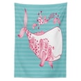 thumbnail image 3 of Ambesonne Saying Tablecloth Rectangular Table Cover, Be Happy Big Fish, 60"x90", Teal Pink White, 3 of 4
