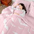thumbnail image 4 of Manfei Spooky Bats 7-Piece Twin Bedding Sets,Happy Halloween Bedding Comforter Set,Pink White Sheet Sets For Girls Kids,Luxury Bedroom Decor Reversible, 4 of 8