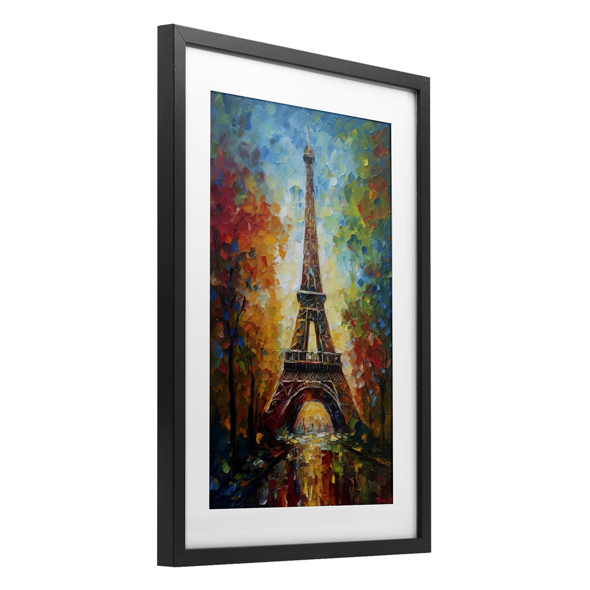 Stupell Industries Colorful Reflection at Eiffel Tower Black Framed Print Under Glass, design by Creative Studio