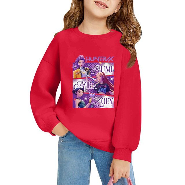 Moonsky Sudadera de cuello redondo Pop De-on - Sudadera de manga larga con estampado del cantante HUNTR/X - Sudadera de cuello redondo y manga larga para hombre y mujer Rojo 140