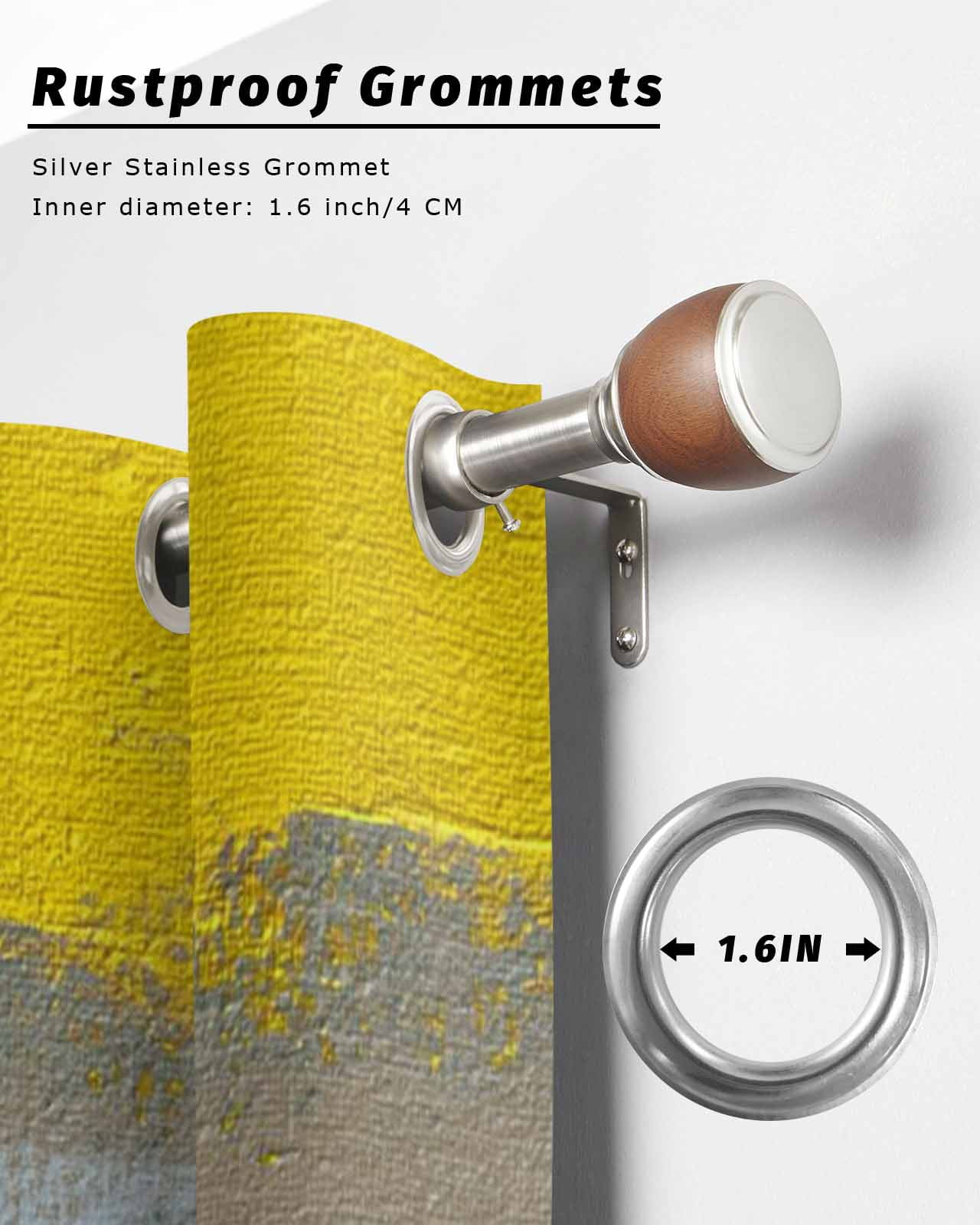 Yellow Brown Outdoor Curtains for Patio, Abstract Blue White Vintage Oil Painting Privacy Drapes Grommet Waterproof Outside Curtains for Porch/Cabana/Balcony 54"x 108", 1 Panel