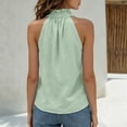 thumbnail image 4 of WCJM Womens V Neck Single Button Halter Neck Sleeveless Top Casual Linen Blend Vest Womens Tank Tops, 4 of 5