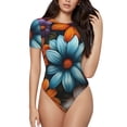 thumbnail image 2 of Picia Colorful Blooming Flowers Womens One Piece Swimsuits Modest Tummy Control Bathing Suits Lace Up Slimming Swim Suit-XX-Large, 2 of 9