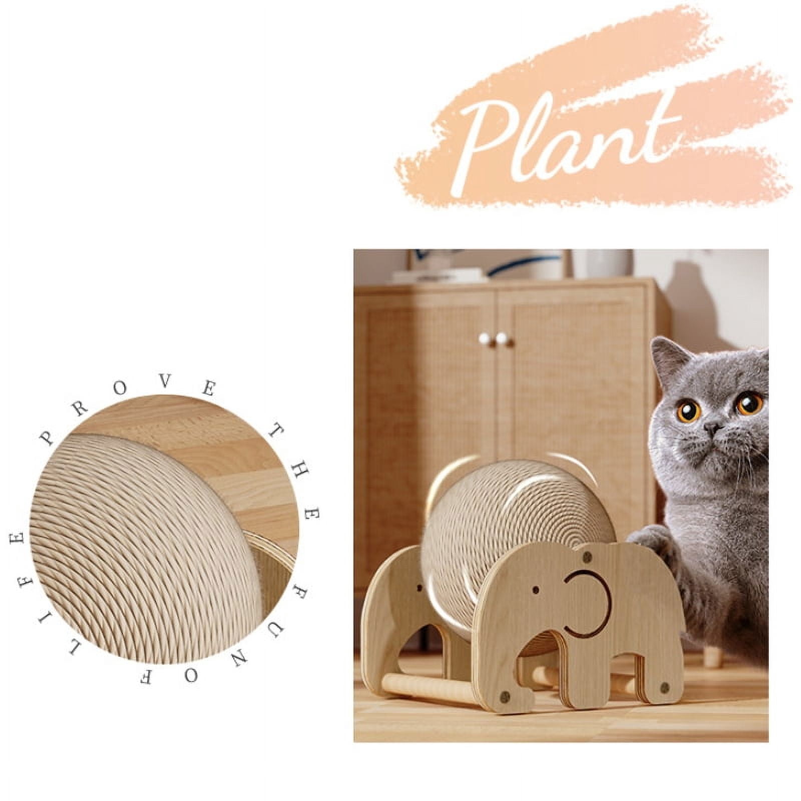 Cat Grab Toy, Natural sisal Grab Toy, Rotating cat and Dog Ball Toy, Indoor Interactive pet Toy (Medium, The Elephant cat Catches The Ball)