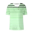 thumbnail image 3 of Uootdi Women's Casual Tops Short Sleeve Asymmetrical Collar Striped Print Blouses Casual Daily Style Soft Breathable Relaxed Fit Tees Gift, 3 of 5