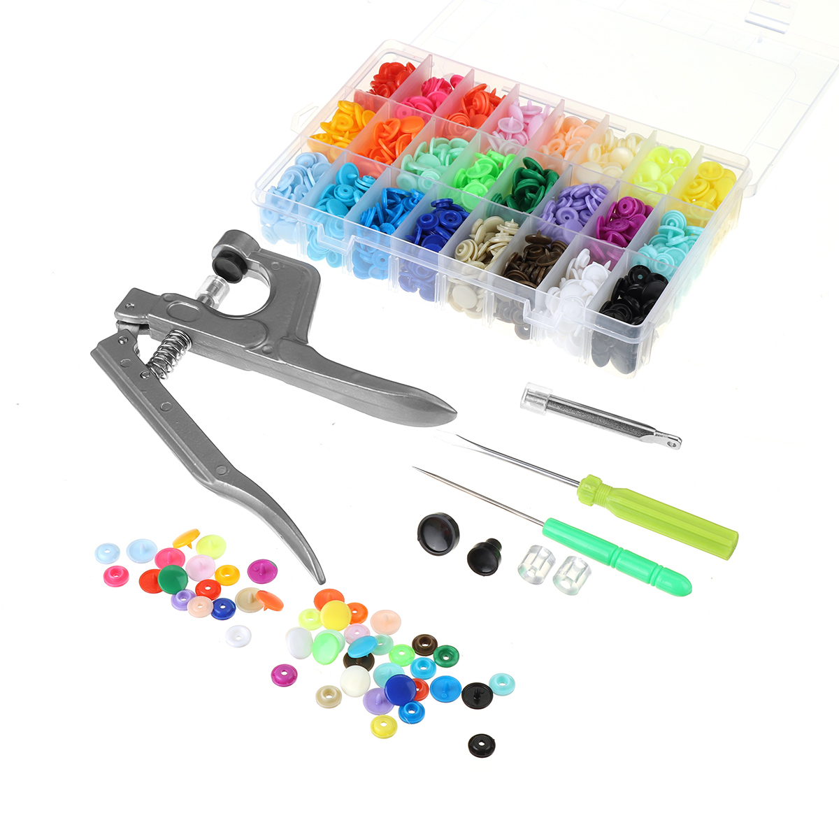 150/240/360Pcs T5 Plastic Snap Fastener Button Plier Resin Press Stud