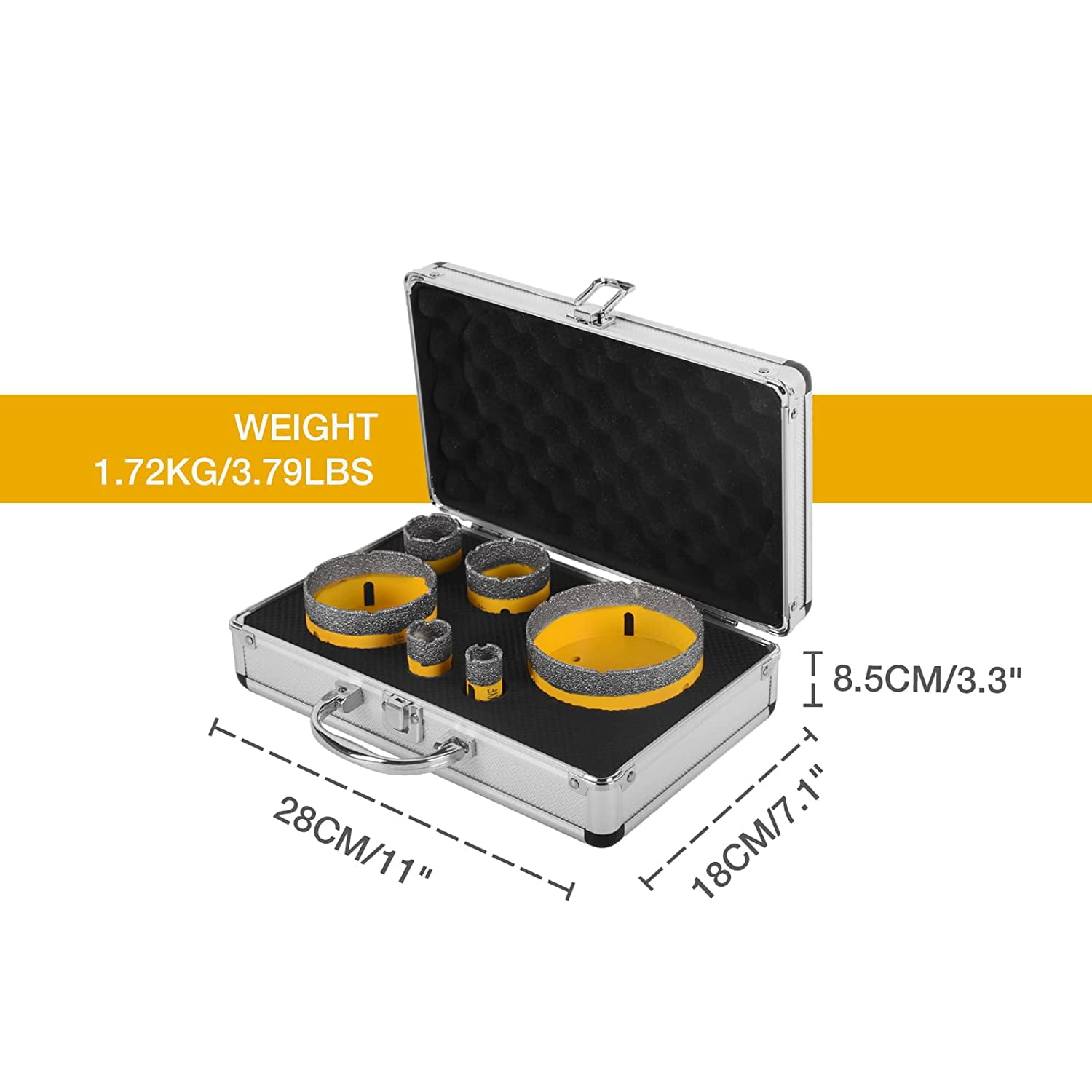 DAWOT 6PCS Diamond Core Drill Bits Set Tile Hole Saw Kit Vacuum Brazed Core Drill Bits(20/25/35/50/75/100mm) for Glass Marble Granite Stone Porcelain Tile Ceramic Brick