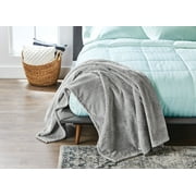 Better Homes & Gardens Oversized Velvet Plush Throw Blanket, 50" x 70", Gray Herringbone