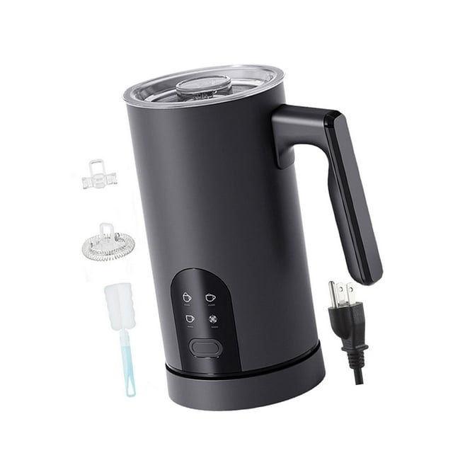 Espumador de leche eléctrico, espumador de leche, batidora de bebidas para café con leche, chocolate caliente y matcha. negro