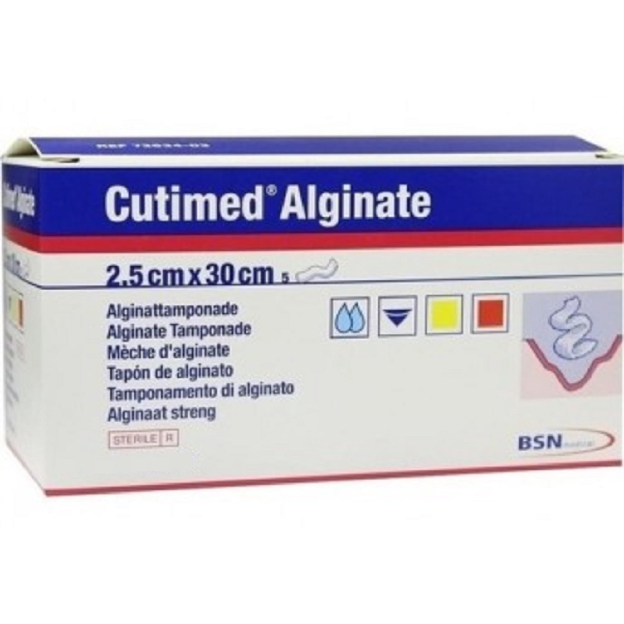 BSN Medical Cutimed Alginate Calcium Wound Dressing Rope, 2.5 cm x 30 cm (1 in x 12 in), Box of 5