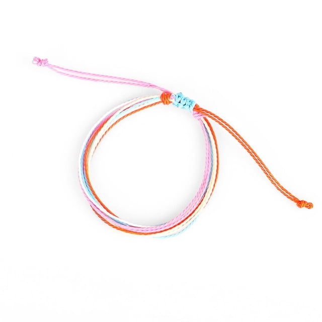 Braided Bracelet Adjustable Chic Multicolor Aesthetic Jewelry Drawstring Handcrafted Hand Rope Women Accessories for Teen Girls Pink+Orange