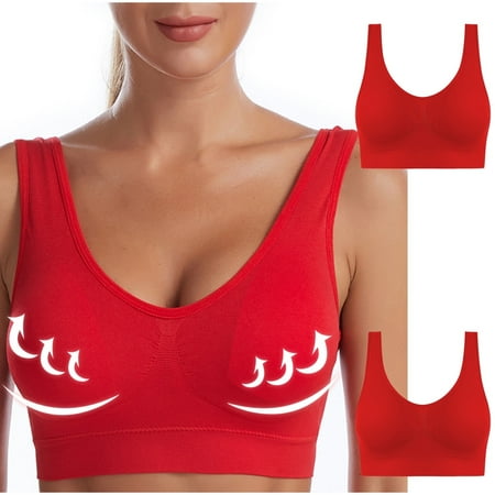 Juslio Minimizer Bras for Women 2PC Wirefree Breathable Solid Vest Breasted Bra