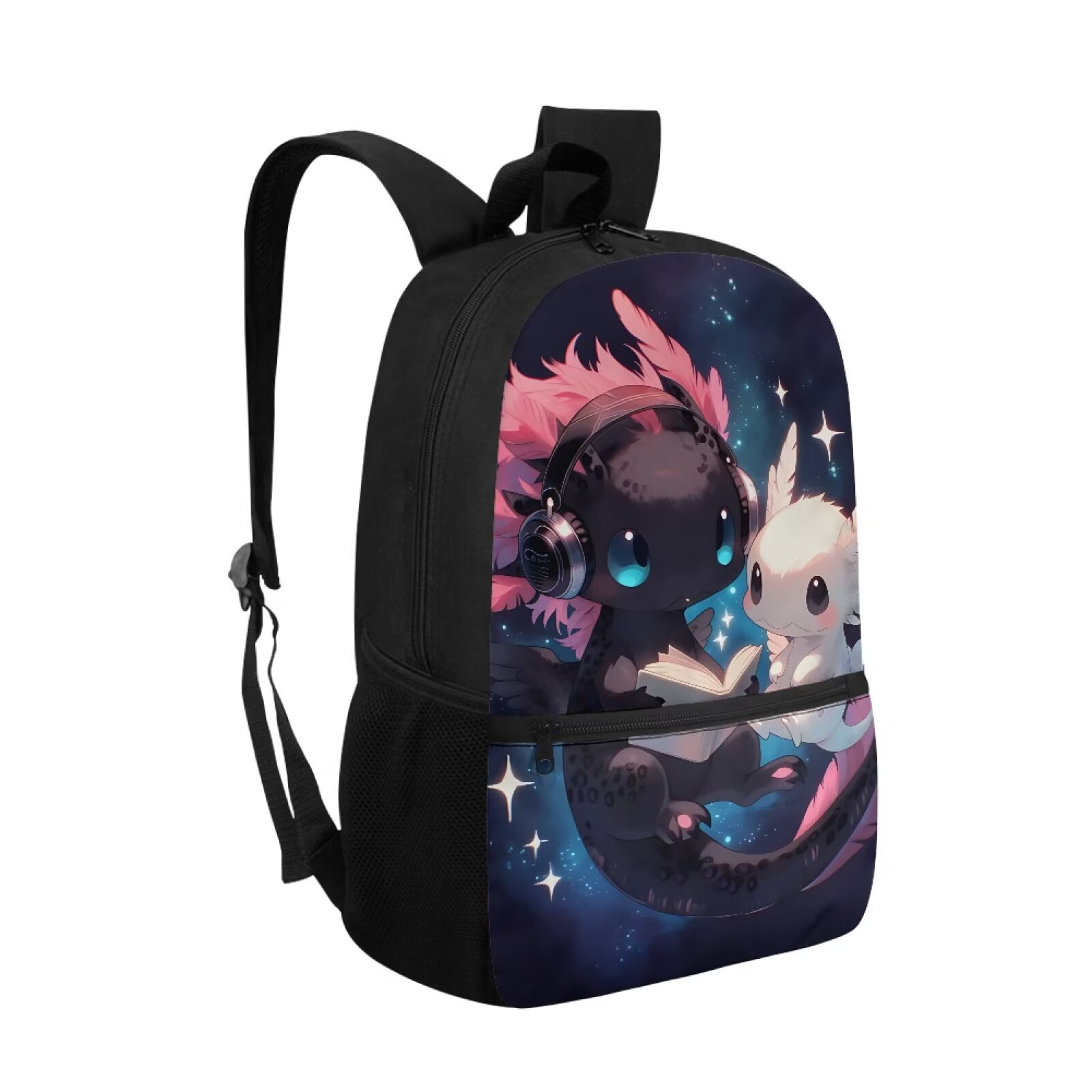 Mochila escolar para niños con estampado de ajolote galaxia, 17 pulgadas, gran capacidad, compartimento para laptop, correas ajustables, regalo para inicio de clases 2
