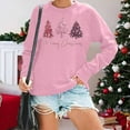 thumbnail image 2 of Fiaer Merry Christmas Sweatshirts for Women Shine Xmas Tree Graphic Crew Neck Plus Size Pullover Baggy Long Sleeve Tops Pink XL, 2 of 4