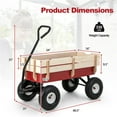 thumbnail image 3 of Wagon Cart for Kids, Heavy Duty Wagon Cart with Wooden Fence, Beach Wagon with 10" All-Terrain Wheels, Utility Wagon for Patio Camping Garden Beach Shopping, 330 lbs Capacity, JA3889, 3 of 11