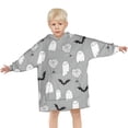 thumbnail image 3 of Halloween Ghost Pattern Blanket Hoodies for Kids 6-13YR Oversize Wearable Blanket Hoodies for Boys Girls Teens, 3 of 7