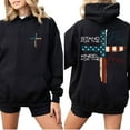 thumbnail image 2 of Stand For The Flag Kneel For The Cross Double-Sided Unisex Pullover Hoodie , Patriotic Christian Graphic Hooded Sweatshirt for Men and Women, Casual Daily Wear, Sizes S–5XL, 2 of 7