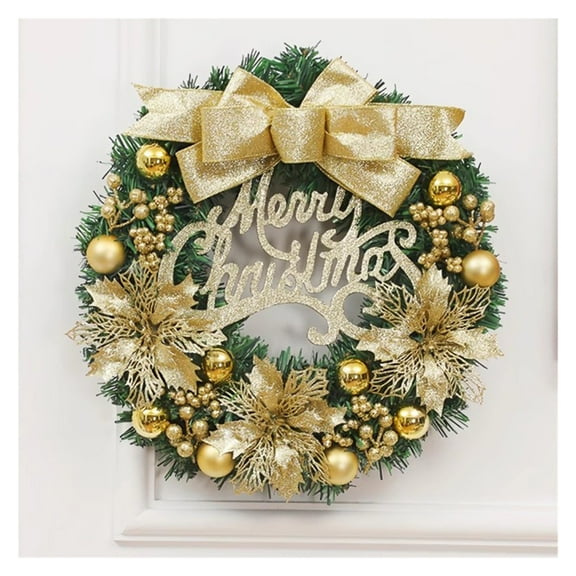 Xmas Wreath Door Window Wall Hanging Ornaments Garland Ideal for Inside and Outside Decoration,Door Wreath Christmas Decoration with Bow