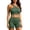 Army Green, variant on Miqool Women's 2-Piece Workout Set One Shoulder Sports Bra and High Waist Biker Shorts Seamless Ribbed Activewear Yoga Gym Outfits