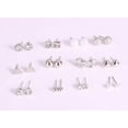 thumbnail image 2 of Magik 6~12 Pairs Fashion Rhinestone Crystal Pearl Earrings Set Women Ear Stud Jewelry (Heart 12 Pairs Silver), 2 of 5