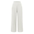 thumbnail image 5 of Bjutir Trousers Pants For Women Wide Leg Pants Summer Casual High Waisted Palazzo Pants Baggy Beach Trousers With Pocket White Xl, 5 of 6