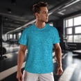 thumbnail image 3 of Wukai Blue Glitter Print Men's Short-Sleeved Mesh T-Shirt,Quick-Dry Short Sleeve Workout T-Shirt-Large, 3 of 8
