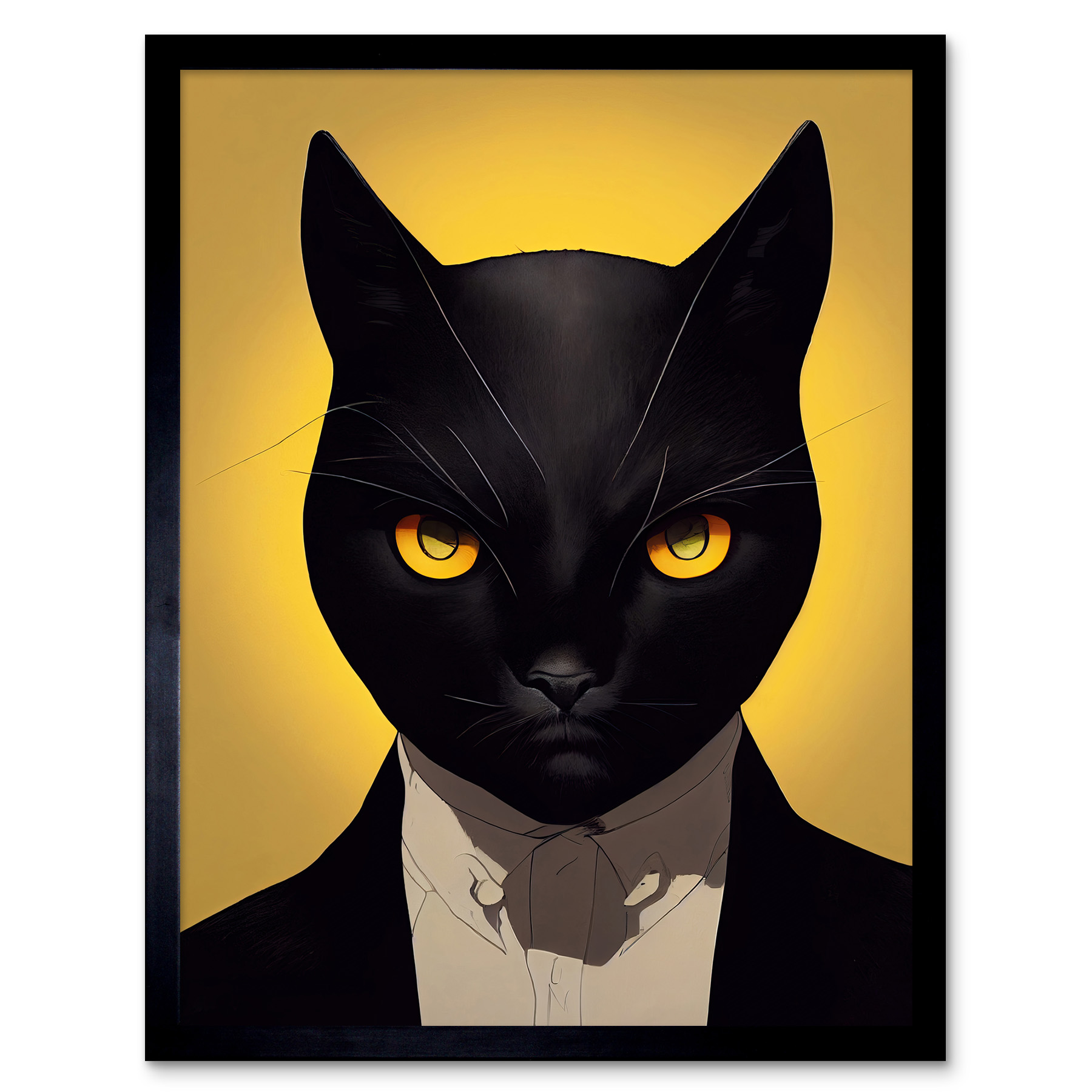 Le Chat Noir Black Cat Tuxedo Yellow Portrait Art Print Framed Poster ...