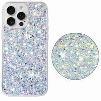 Dteck Bling Case for iPhone 16 Pro Max, Women Girls Sparkly Glitter Shiny Soft TPU Rubber Ultra Slim Shockproof Hard Protective Cover, White