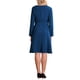 thumbnail image 3 of INSPIRE CHIC Vestido de campana para mujer con cuello en V, manga larga, con cinturón, elegante, para trabajo, talla XL, azul oscuro, 3 of 5