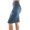 thumbnail image 2 of Fashion2Love Womens Junior Plus Size Juniors below Knee Length Midi Pencil Ripped Denim Skirt, 2 of 10