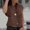 🔥 Coffee, variant on Dianli Pocket Button Short Sleeve Knit Tank Top Collar Button Front Versatile Casual Pullover Lightweight Breathable Ribbed Knit Soft Fabric Cute Everyday Layering And Office Wear Black L