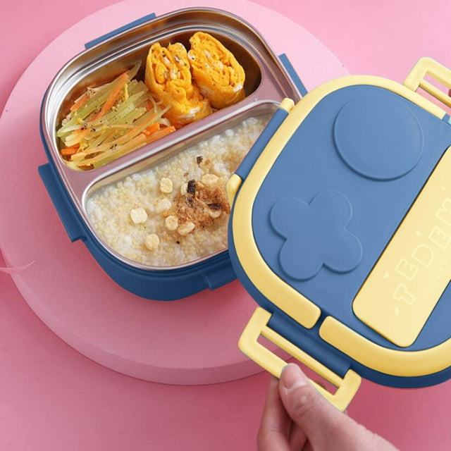 Conteneur à Lunch Portable en Acier Inoxydable Isolé Thermiquement Compartiment Bento Étanche pour École Travail Voyage