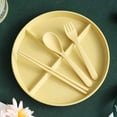 thumbnail image 5 of Blukids Unbreakable Divided Plates for Adults, Compartment Plate with Fork, Spoon, Chopsticks, Lightweight Reusable Dinnerware Portion Control Plastic Plates（Yellow）, 5 of 5