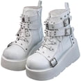 thumbnail image 7 of Goth Ankle Booties for Women's Motorcycle Platform Boot Chunky High Heel Lace Up Zipper Combat Boots Punk Rivet Boots Outdoor Shoes, 7 of 7