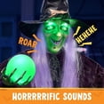 thumbnail image 6 of Joyfy 78" Hanging Witch Halloween Decorations with Magic Crystal Ball,Swing Flying Witch with Sound Activated Glowing Eyes Halloween Decor for Outdoor Yard Lawn Porch Haunted House, 6 of 8