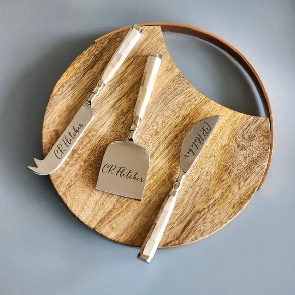 Mother of Pearl Cheese Knife Set - Cheese Set - Shiny Silver Blades - Charcuterie Board Essentials - Stocking filler ideas