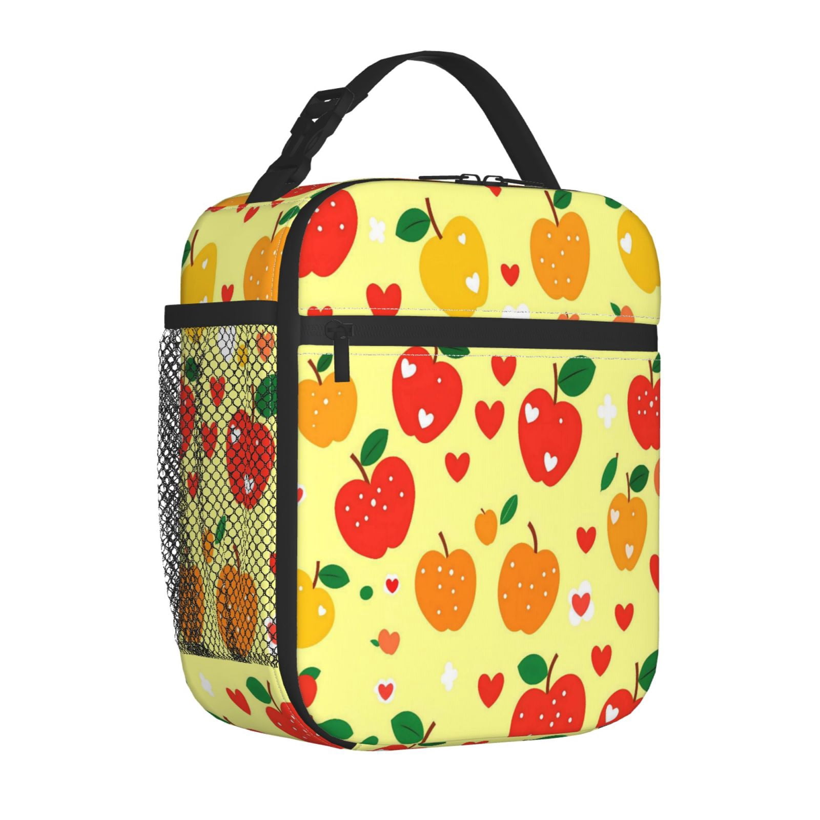 Lunch Bag For Women Men Insulated Portable Lunch Box Bento Box Office Picnic Travel Cooler Bag Yellow And Red Apples